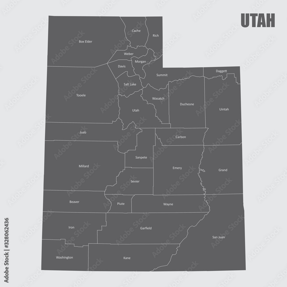 Utah counties map Stock Vector | Adobe Stock