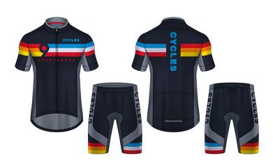 Cycling Jerseys mockup,t-shirt sport design template,uniform for bicycle apparel.