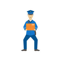 Poster - Cartoon Color Postman Male Character Person. Vector