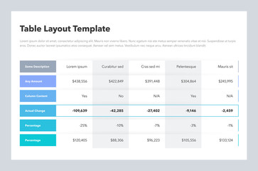Aufkleber - Modern business table layout template with place for your content. Flat design, easy to use for your website or presentation.