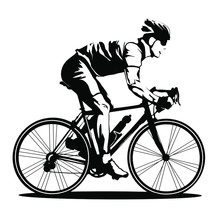 Cyclist Silhouette. Isolated Vector Cyclist Illustration.