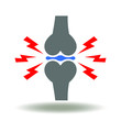 Arthritis Logo. Bone joint cartilage flash lightning icon vector. Alarm pain osteoarthritis body ache illustration.