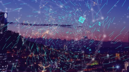Animation of connections with city in background