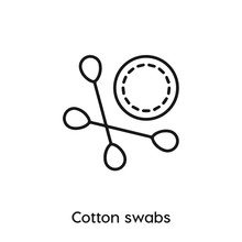 Cotton Swabs Vector Line Icon. Simple Element Illustration. Cotton Swabs Icon For Your Design.