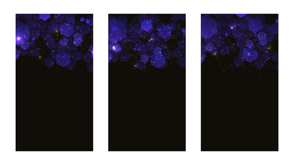 Wall Mural - set of dark background with hexagons for mobile app. modern dark abstract vector texture. hexagon pa