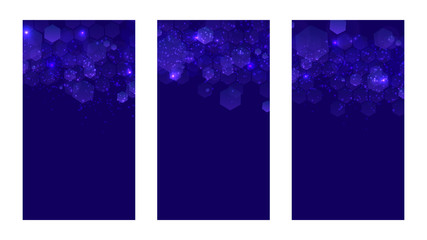 Wall Mural - set of dark background with hexagons for mobile app. modern dark abstract vector texture. hexagon pa