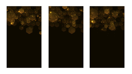 Wall Mural - set of dark background with hexagons for mobile app. modern dark abstract vector texture. hexagon pa