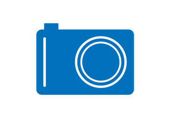 Camera icon vector on white background  blue version