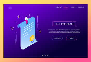 Wall Mural - Testimonials concept - modern isometric vector web banner