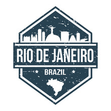 Rio De Janeiro Brazil Travel Stamp. Icon Skyline City Design Vector.