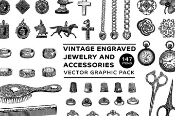 Vintage Engraved Jewelry and Accessories, Genuine Early 1900's Catalog Items