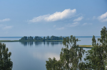 Wall Mural - Panoramic aerial view of Narach Lake - largest lake in Belarus