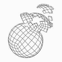 Wall Mural - abstract 3d broken sphere. vector illustration.