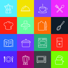 Fototapete - Kitchen set icon template color editable. Kitchen pack warning symbol vector sign isolated on white background illustration for graphic and web design.