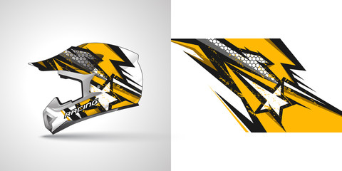 Racing helmet wrap decal and vinyl sticker design illustration.