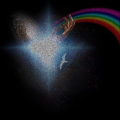 Canvas Print - bright star and rainbow. words