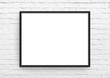 © Ifan - Empty frame. Blank black landscape frame on white brick wall