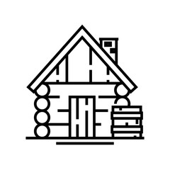 Wall Mural - Wooden house line icon, concept sign, outline vector illustration, linear symbol.