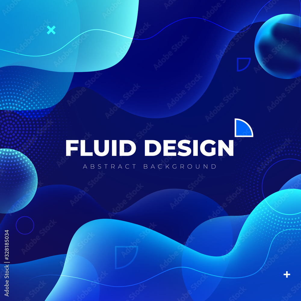 Liquid color background design. Blue Fluid gradient shapes composition ...