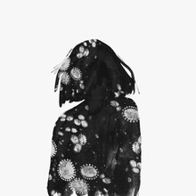 Illustration Woman Silhouette Coronavirus Black And White