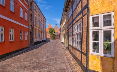 Wall Mural - Street in famous medieval city of Ribe, Denmark