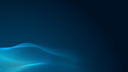 Wall Mural - Dot blue wave light screen gradient texture background. Abstract  technology big data digital background. 3d rendering.
