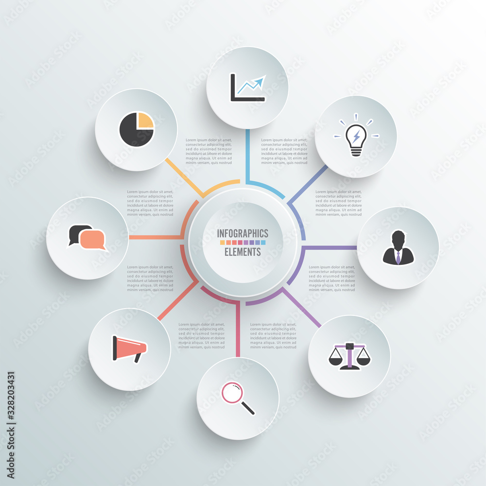 Vector illustration infographics. Business concept with 8 options. For ...