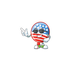 Poster - Super cool USA stripes balloon mascot character wearing black glasses