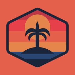 beach sea nature wild badge patch pin graphic illustration vector art t-shirt design
