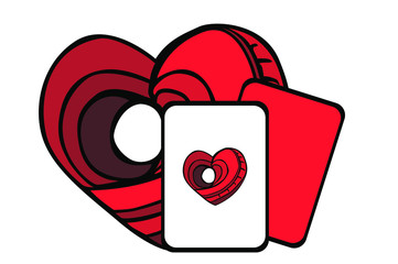 Vector illustration of a poker card with a Red Heart symbol with ornaments