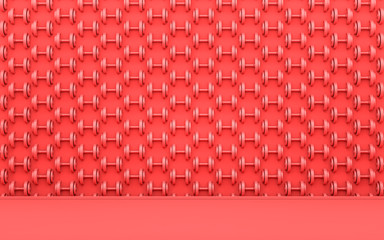 Wall Mural - A Dumbbells wall on pink background, solid background, flat background, single color, 3d Rendering