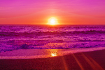 pink beach sunset