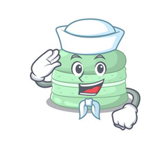 Poster - Pistachio macaron cartoon concept Sailor wearing hat