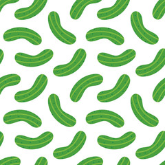 Wall Mural - Vector seamless pattern background with green cartoon style cucumbers, pickles.