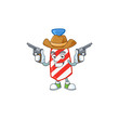 The brave of USA stripes tie Cowboy cartoon character holding guns