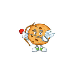 Wall Mural - A lovely chocolate chips cookies Cupid with arrow and wings