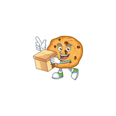 Poster - A charming chocolate chips cookies mascot design style having a box