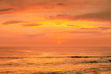 Wall Mural - Orange sunset over the sea