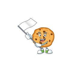 Sticker - Funny chocolate chips cookies cartoon character design with a flag