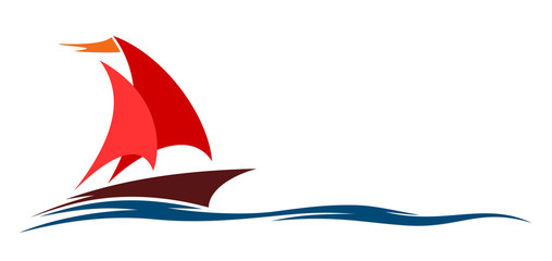 Wall Mural - Symbol of red sailing in the sea.