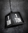 1 ton weight with black chain . 3D illustration