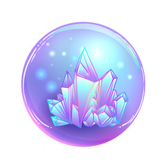 Wall Mural - Magic Crystal Ball isolated on white. Creepy cute vector illustration. Gothic design, mystic magician symbol, pastel colors. Future telling, Halloween concept.