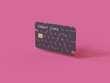 pink background 3d render black credit card business concept