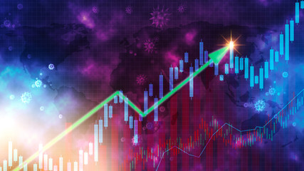 Financial graph of the market after the virus problem.finance background