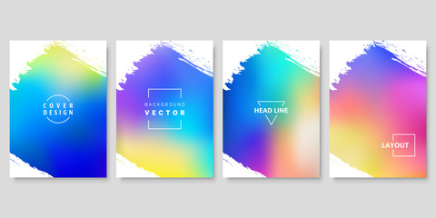 Wall Mural - Set of Colorful Gradient Backgrounds with Brush Strokes. Vector Cover Design Templates.