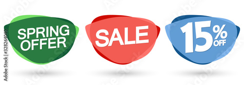 Cuadros en Lienzo Spring Sale, 15% off, bubble banners design template, discount tags, app icons,