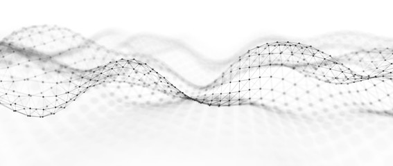 Wall Mural - Abstract digital background. Network connection structure. Big data. Futuristic abstract wave. 3D rendering.