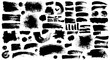 © Anatoliy - Set of black ink style splash, blobs and stains brushes and textures made with watercolor. Grunge dirty shapes and silhouettes for your design. Vector illustration. Isolated on white background.