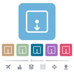 Sticker - Move object down flat icons on color rounded square backgrounds