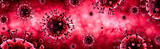 Fototapeta  - Covid-19 - Coronavirus In Red Background - Virology Concept - 3d Rendering